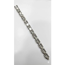 Hsc Bilişim Rodyum Çelik Erkek Çelik Bileklik Boy 21.5 cm / En 1.2 cm - EBL0055