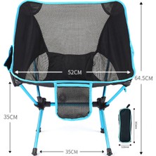 On Off Moto Portatif Kamp Sandalyesi Katlanır 3 Cepli Mavi Alüminyum Malzeme ile 150 Kg Taşıma Kapasitesi