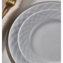 Güral Porselen Gönül Porselen Alfa Düz Beyaz Tabak 25 cm 6'lı