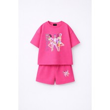 Fasardi KPOP Demon Hunters Huntrix Zoey Rumi Mira Baskılı Oversize %100 Pamuk Tişört Şort Çocuk Takım