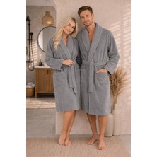 Sternen Glanz Angela Unisex Pamuklu Şal Yaka Yetişkin Tekli Bornoz
