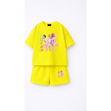 Fasardi KPOP Demon Hunters Huntrix Zoey Rumi Mira Baskılı Oversize %100 Pamuk Tişört Şort Çocuk Takım