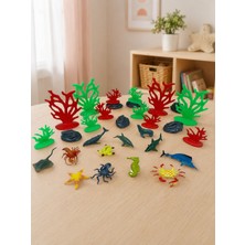 Karahanbey Hayvan Figürleri - Aksesuarlı Deniz Hayvanları - 30 Parça Set (Lisinya)