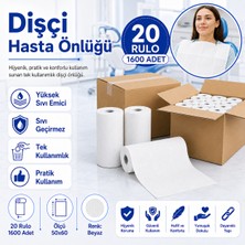 Karahanbey Dişçi Hasta Önlüğü 20 Rulo 1600 Adet Beyaz 50X60 cm