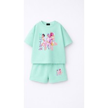 Fasardi Kpop Demon Hunters Huntrix Zoey Rumi Mira Baskılı Oversize %100 Pamuk Tişört Şort Çocuk Takım