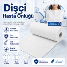 Karahanbey Dişçi Hasta Önlüğü 1 Rulo 80 Adet Beyaz Tek Kullanımlık Sıvı Geçirmez Yüksek Emici Hasta Örtüsü 50X