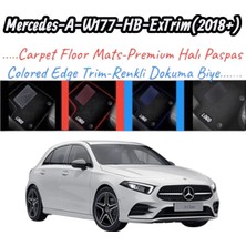 Gian Fabio Falleri Lacasa Mercedes A-W177-HB-EXTRIM(2019 ve Sonrası)Uyumlu Renkli Kenar-Silikon Topukluklu Velur Halı Paspas