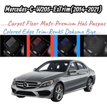 Gian Fabio Falleri Lacasa Mercedes C W205-EXTRIM(2014-2021)UYUMLU Renkli Kenar-Silikon Topukluklu Velur Halı Paspas