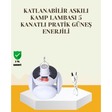 Karahanbey Güneş Paneliyle Şarj Olan Katlanabilir LED Çadır Lambası – 5 Kademeli Aydınlatma -