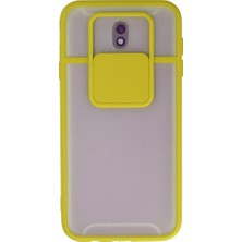 Karahanbey Galaxy J7 / J730 Kılıf Palm Buzlu Kamera Sürgülü Silikon - Sarı