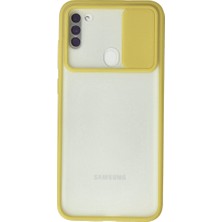 Karahanbey Galaxy A11 Kılıf Palm Buzlu Kamera Sürgülü Silikon - Sarı