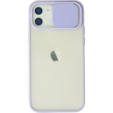 Karahanbey Iphone 12 Kılıf Palm Buzlu Kamera Sürgülü Silikon - Lila