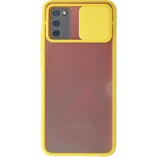Karahanbey Galaxy A02S Kılıf Palm Buzlu Kamera Sürgülü Silikon - Sarı