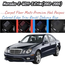 Gian Fabio Falleri Lacasa Mercedes E-W211-EXTRIM(2002-2009)UYUMLU Renkli Kenar-Silikon Topukluklu Velur Halı Paspas