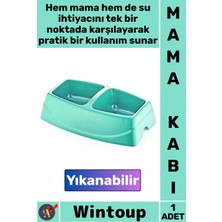 Wintoup #mamakabı Dayanıklı Plastik Pet Kedi Köpek Su Kabı Dayanıklı Ergonomik Şık Ikili Küçük Mama Kabı