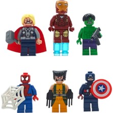 PopŞeker LEGO Tutkunlarını Heyecanlandıran Set: 5cm. Avengers 6'lı Figür ve Aksesuarları Oyun Seti