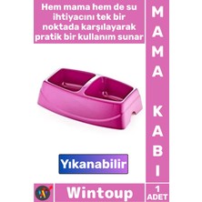 Wintoup #mamakabı Uzun Ömürlü Plastik Kedi Köpek Su Kabı Dayanıklı Ergonomik Şık Ikili Küçük Mama Kabı