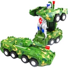 PopŞeker Transformers Askeri Zırhlı Tank Sesli Işıklı Çarpıp Dönen Oyuncak Tank