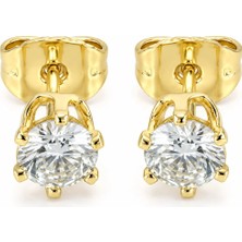 Zeino Tektaş Zirkon Küpe - 14K Altın Kaplama - 6 mm