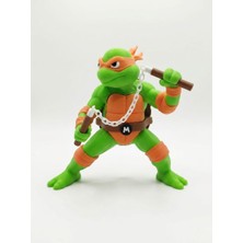 Demirhan3D 🐢🧡 Michelangelo Figürü ve Mınçıkası – Pla 3D Baskı Dekoratif Koleksiyon Ürünü 13 cm