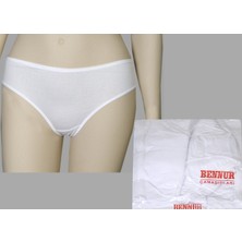 Kadın Beyaz Bel Paça Biye Bikini Külot Tekli