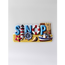 Mundy Sinop Polyester Kabartmalı Magnet  8,5x4 cm Şehir Magneti Dekoratif Hediyelik Buzdolabı Süsü (KOD:1257)