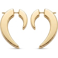 Zeino Yarım Ay Halka Küpe - 14K Altın Kaplama - 27 mm