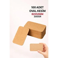 Woisco Oval Boş Kraft Kart - Not Kartı - Hediye Notu - Boş Kraft Kağıt 300 Gr. 100 Adet (82X52MM)