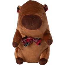 Mofu Hediyelik Kapibara Peluş Oyuncak 25 cm Ekose Papyonlu | Çocuk ve Yetişkin Için Hediyelik Dekoratif Yumuşak Elyaf Dolgulu Trend Sevimli Peluş | Kız Erkek