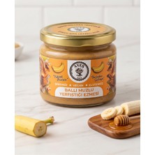 Ayes Gıda Doğal Ballı Muzlu Yer Fıstığı Ezmesi - Şekersiz, Glutensiz, Yüksek PROTEIN-300 Gr-Türkiyede Ilk ve Tek