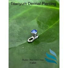 Bylin Titanyum Lacivert Taşlı Dermal Kristal Piercing - 1 Adet