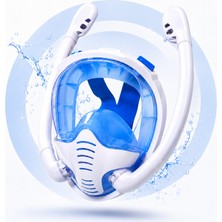 Multizone Tam Yüz Şnorkelli Çift Tüplü Deniz Maskesi Full Face Dalış ve Yüzme Gözlüğü S-M  L/xl