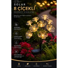 Deconitte Solar 8 Çiçekli Bahçe Aydınlatması, Güneş Enerjili LED Dekoratif Çiçek Lamba, Suya Dayanıklı Dış Mekan Bahçe Yolu Peyzaj Işığı