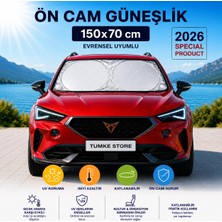 TUMKE Araba Ön Cam  Güneşlik Premium Araç İçi Gölgelik Büyük Boy Katlanabilir Isı Yansıtıcı Uv Korumalı Oto İçi  Güneş Koruyucu Perde