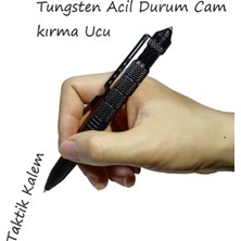 Anatolian Shield Siyah Taktik Kaçış Kalemi Tungsten Cam Kırma Ucu Hafif ve Taşınabilir