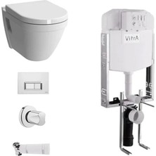 Vitra S50 Rimex Kanalsız Asma Klozet Soft Kapak Gömme Rezervuar Set Yavaş Kapanan Kapak