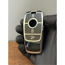 Mercedes C, E, S, G Class Amg Smart Uyumlu 3 Düğmeli Silikon Anahtar Kumanda Kılıfı Nano Siyah Gümüş