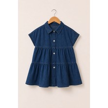My Kids Wear Mia Düğmeli Denim Kız Çocuk Elbise 12843