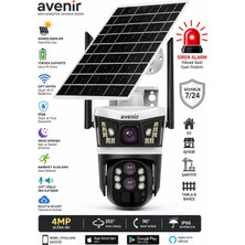 Avenir AV-S432 4mp 10X Optik Zoom 2 Kameralı Solar Ptz 4g Sim Kartlı Güvenlik Kamerası