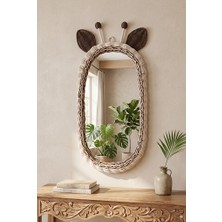 Rattan Bambu El Örmesi Kahverengi Zürafa Model Boy Aynası 30X60