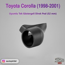 AutoPit 3D Toyota Corolla (1998-2001) Uyumlu Tek Göstergeli Direk Pod (52 Mm)