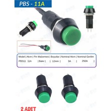 Fano (2Adet)12mm 250V 3A Yeşil Basmalı PBS-11B Kendiliğinden Kilitlenmeyen Açma/Kapama Düğme Anahtar
