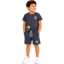 Tucan Kids Erkek Çocuk Yazlık %100 Pamuk Tişört ve Şort Takımı Füme 2'li Takım 2-3-4-5 Yaş