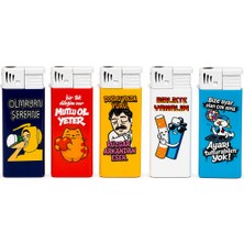 Onr Store Komik Yazılı Taşınabilir Çakmak Seti 5\'li Karışık Desenli Günlük Kullanım Çakmağı