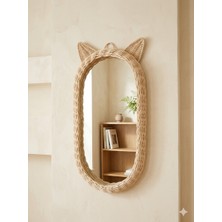 Niobe Home Rattan Bambu Çocuk Odası Kedi Kulaklı Boy Aynası