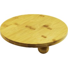 MiraLive Yuvarlak 24.5cm 3 Mini Top Ayaklı Ahşap Bambu Sunum Tepsisi - Mini Sofra (K95)