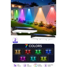 Deconitte Solar 7 Renkli Rgb Çit Apliği 2’li Set, Güneş Enerjili Dış Mekan Duvar Lambası, IP65 Su Geçirmez Bahçe Balkon Teras Aydınlatması