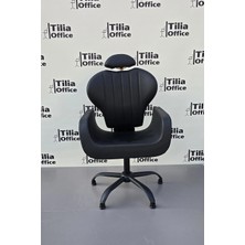 Tiliaoffice Clean Profesyonel Makyaj Koltuğu - Siyah | Siyah Yonca Sabit Ayak