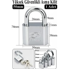 Artlantis Asma Kilit 50 mm 1 Adet Dark Plus Paslanmaz Çelik Asma Kilit Dayanıklı Yedek Anahtarlı Zincir Kilidi Kapı Bahçe Kilidi