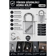 ArtMaster Asma Kilit 50 mm 1 Adet Dark Plus Paslanmaz Çelik Asma Kilit Dayanıklı Yedek Anahtarlı Zincir Kilidi Kapı Bahçe Kilidi